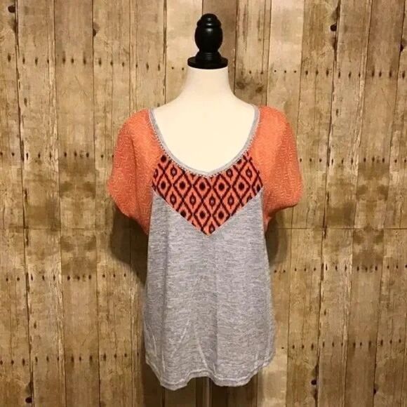 Miss Me Orange Grey Heathered Top Sz S - Picture 1 of 6